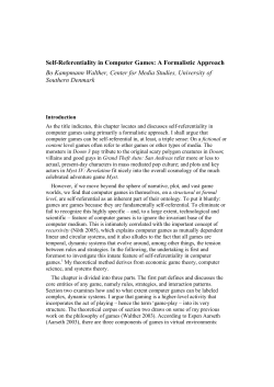 Self-Referentiality in Computer Games: A Formalistic Approach Bo