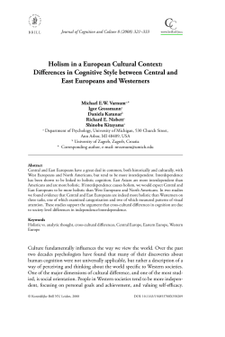 Holism in a European Cultural Context: Differences in Cognitive