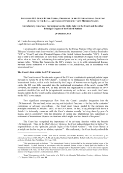 Introductory remarks at the Seminar on the Links between