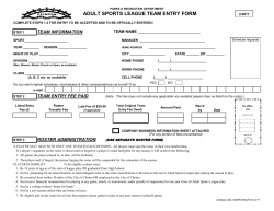 ADULT SPORTS LEAGUE TEAM ENTRY FORM