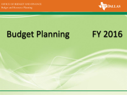 FY 16 Budget Presentation