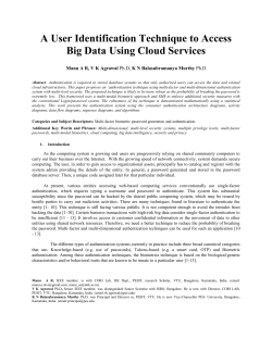 A User Identification Technique to Access Big Data Using Cloud
