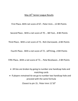 May 26 Senior League Results First Place..With net score of 67
