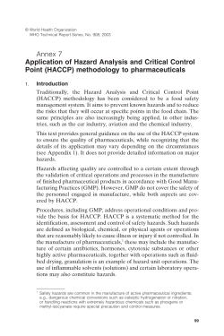 (HACCP) methodology to pharmaceuticals