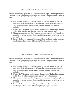 “The Wife of Bath`s Tale”—Collaborative Quiz Answer the following