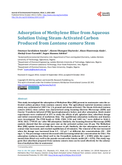 Adsorption of Methylene Blue from Aqueous Solution using Steam