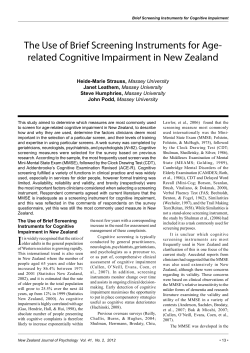 The Use of Brief Screening Instruments for Age