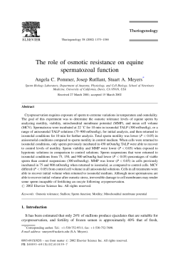 The role of osmotic resistance on equine spermatozoal function