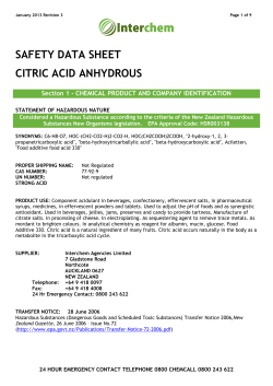 SAFETY DATA SHEET CITRIC ACID ANHYDROUS