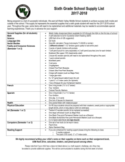 Sixth Grade (Teams A, B, or C) School Supply List