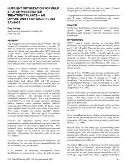 Nutrient Optimization Paper. R Kenny from 2009 PAPTAC
