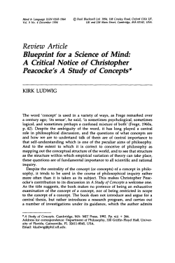 A Critical Notice of Christopher Peacocke`s A Study of Concepts