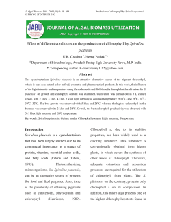 Effect of different conditions on the production of chlorophyll by