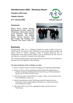 NitroResolution 2008 &ndash; Workshop Report