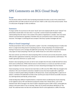 SPE Comments on BCG Cloud Study