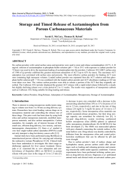 Storage and Timed Release of Acetaminophen from Porous