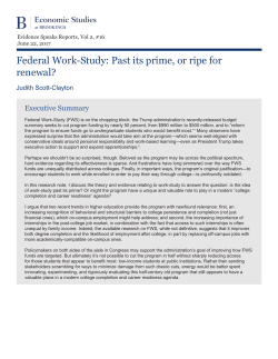 Federal Work-Study: Past its prime, or ripe for renewal?
