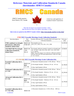 NIST Traceable Custom Made Calibration Kits CATALOG
