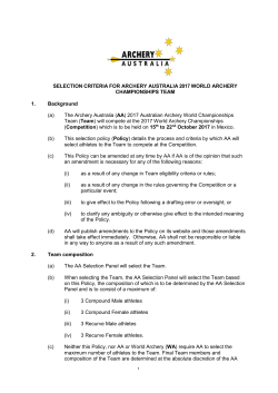 Selection Process - Archery Australia