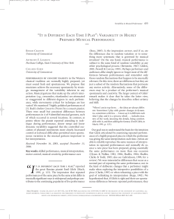 "It is Different Each Time I Play": Variability in Highly