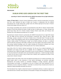 dublin spire goes green for the first time