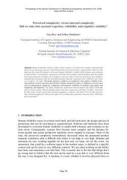 Perceived complexity versus internal complexity Did we take into