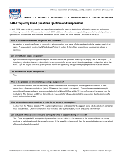 NAIA Frequently Asked Questions Ejections and Suspensions
