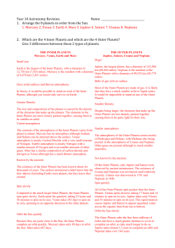 Year 10 Astronomy Revision Name