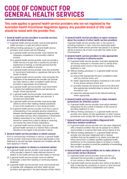 code of conduct for general health services