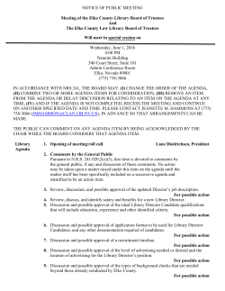 NOTICE OF PUBLIC MEETING Meeting of the Elko County Library