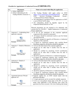Checklist for Appointment of Authorised Person application