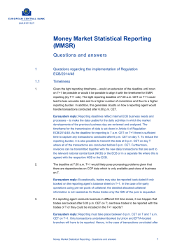 Money Market Statistical Reporting (MMSR)