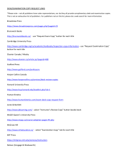 DESK/EXAMINATION COPY REQUEST LINKS Broadview Press