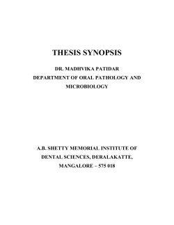 thesis synopsis - Rajiv Gandhi University of Health Sciences