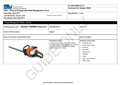 Plant and Equipment Risk Management Form