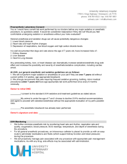 Sedation/Anesthesia - University Veterinary Hospital
