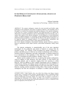1 IS THE OPERANT CONTINGENCY ENOUGH FOR A SCIENCE