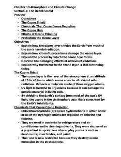 Chapter 13 Atmosphere and Climate Change Section 2: The Ozone