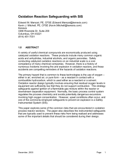 Oxidation Reaction Safeguarding with SIS