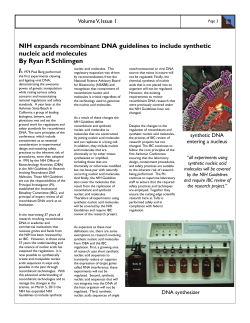 NIH expands recombinant DNA guidelines to include synthetic