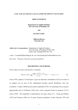 fast and accurate calculations of owen`s t-function