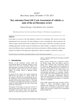 Key outcomes from Life Cycle Assessment of vehicles, a