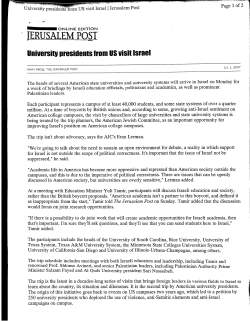 JERUSALEM POST University presidents from US visit Israe l