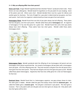 3—5 Why can offspring differ from their parents? Genes and Traits