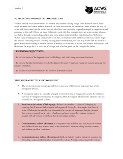 supporting women in the shelter - Alberta Council of Women`s Shelters