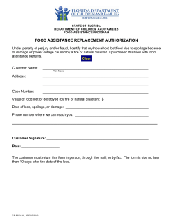 FOOD ASSISTANCE REPLACEMENT AUTHORIZATION