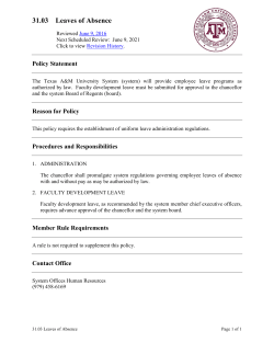 31.03 - Leaves of Absence - Policy and Regulation Library
