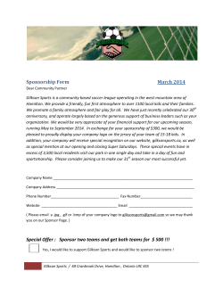 Sponsorship Form March 2014 Special Offer : Sponsor two teams