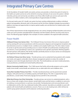 Integrated Primary Care Centres