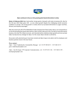 Alpro continues to focus on fast growing plant